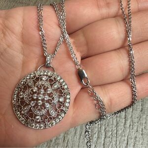 925 Sterling Silver Double Strand CZ Necklace